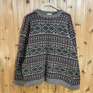 C.H. Bass & Co. Fair Isle Wool Sweater – Vintage Nordic Knit – Size L